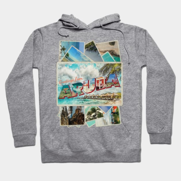 Greetings from Aruba Vintage style retro souvenir Hoodie by DesignerPropo